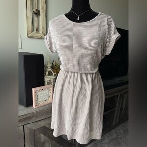 Caution To The Wind Taupe Textured Knit Midi Dress